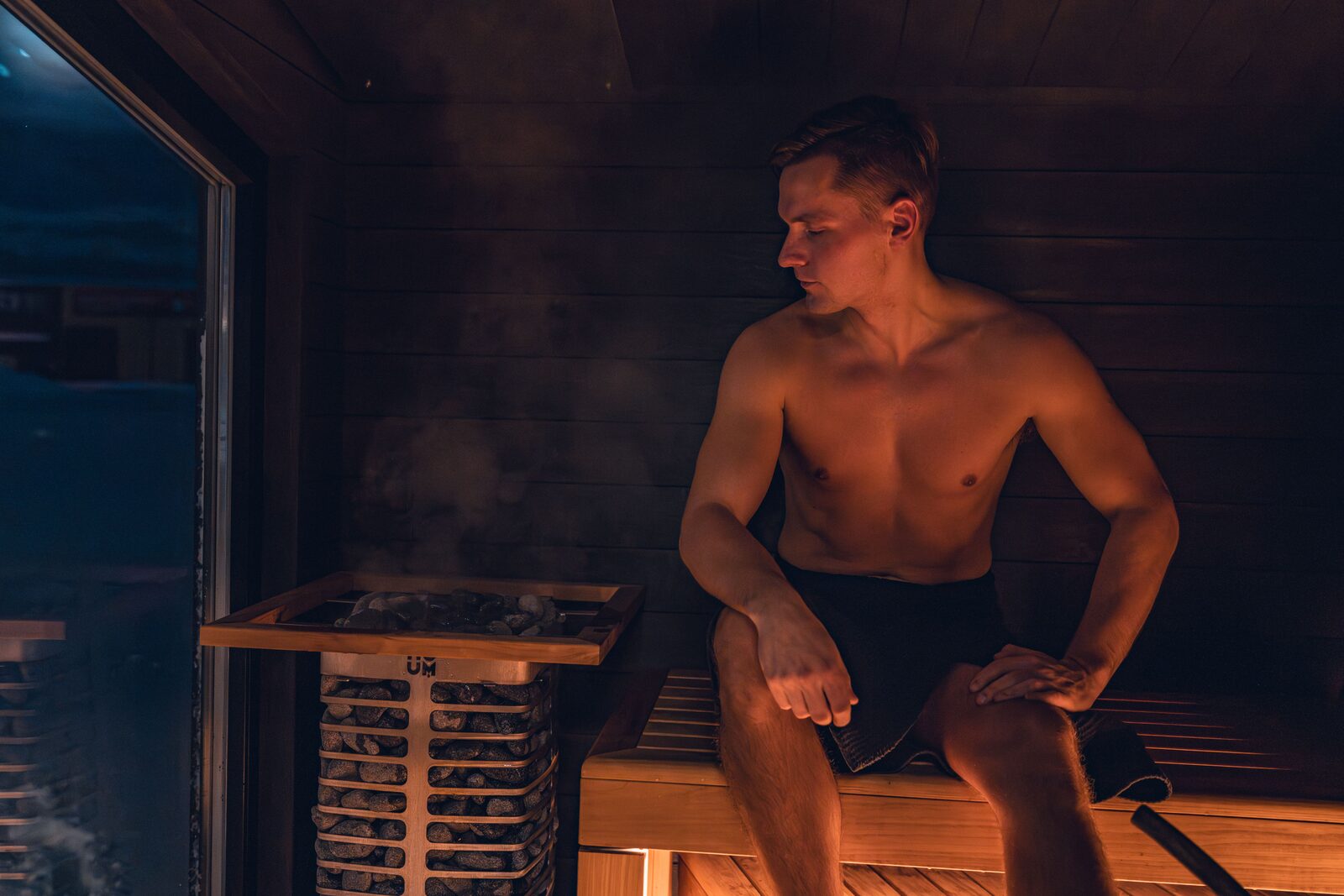 Guest in the sauna at Tempo Studio